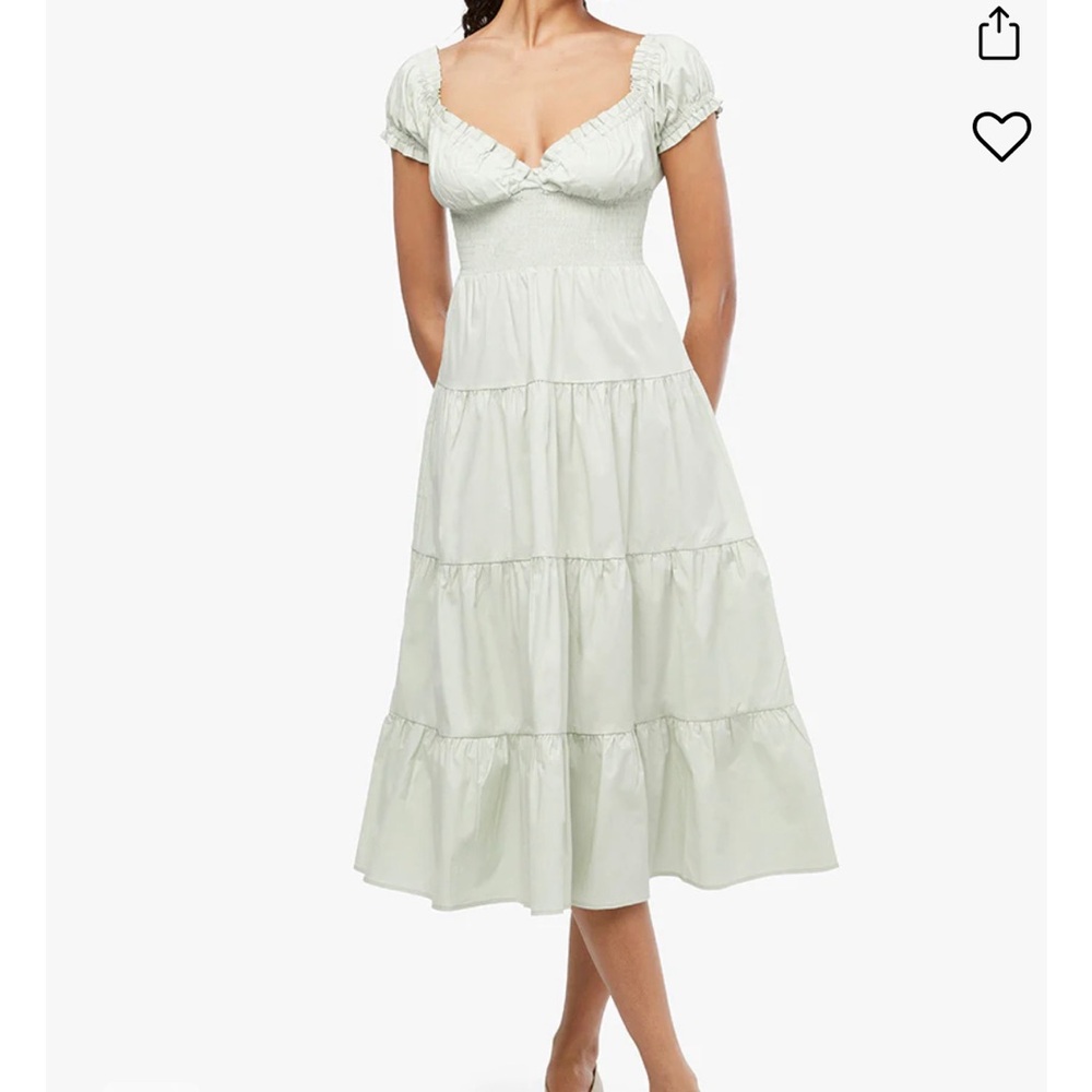 We Wore What Puff Sleeve Smocked Midi Dress